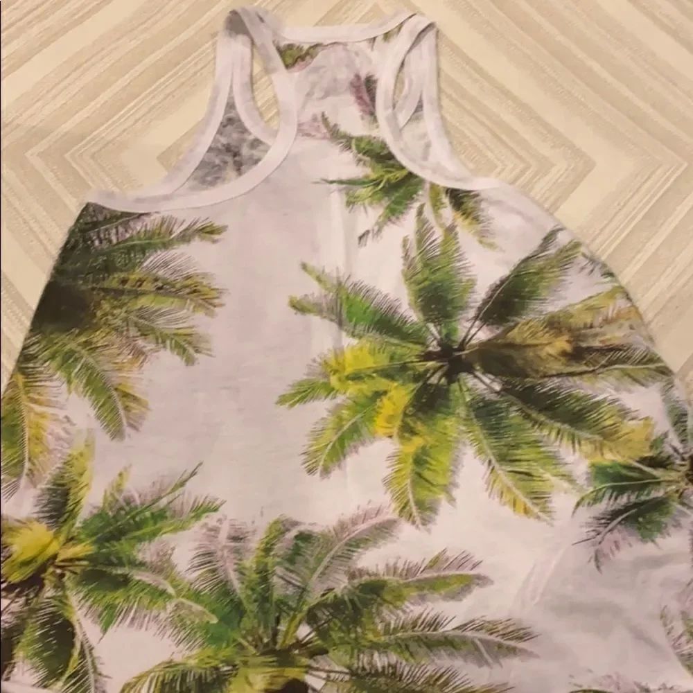Chaser White with Palm Tree Racerback Tank Top. - Picture 6 of 6